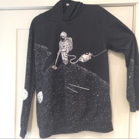 PIZOFF Astronaut 👩🚀 Vacuuming || Large Unisex Hoodie Pullover Sweatshirt - Picture 2 of 4